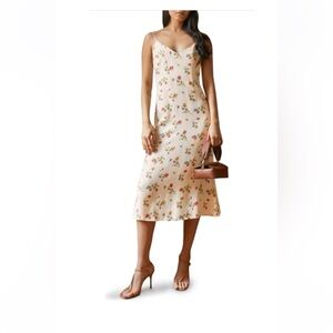 Reformation Chianti Floral Cream Beige Midi Slip Dress- HOC Autumn 🍁